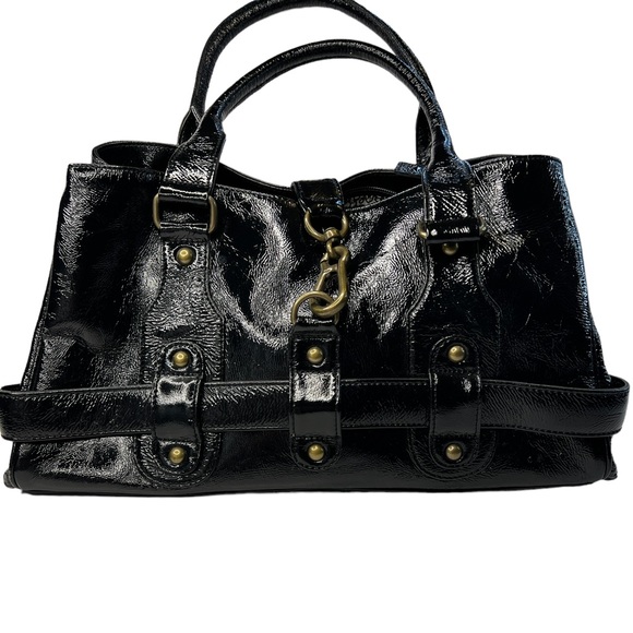 helen welsh Textured Black Patent Double Handle Leather Bag - Picture 1 of 12